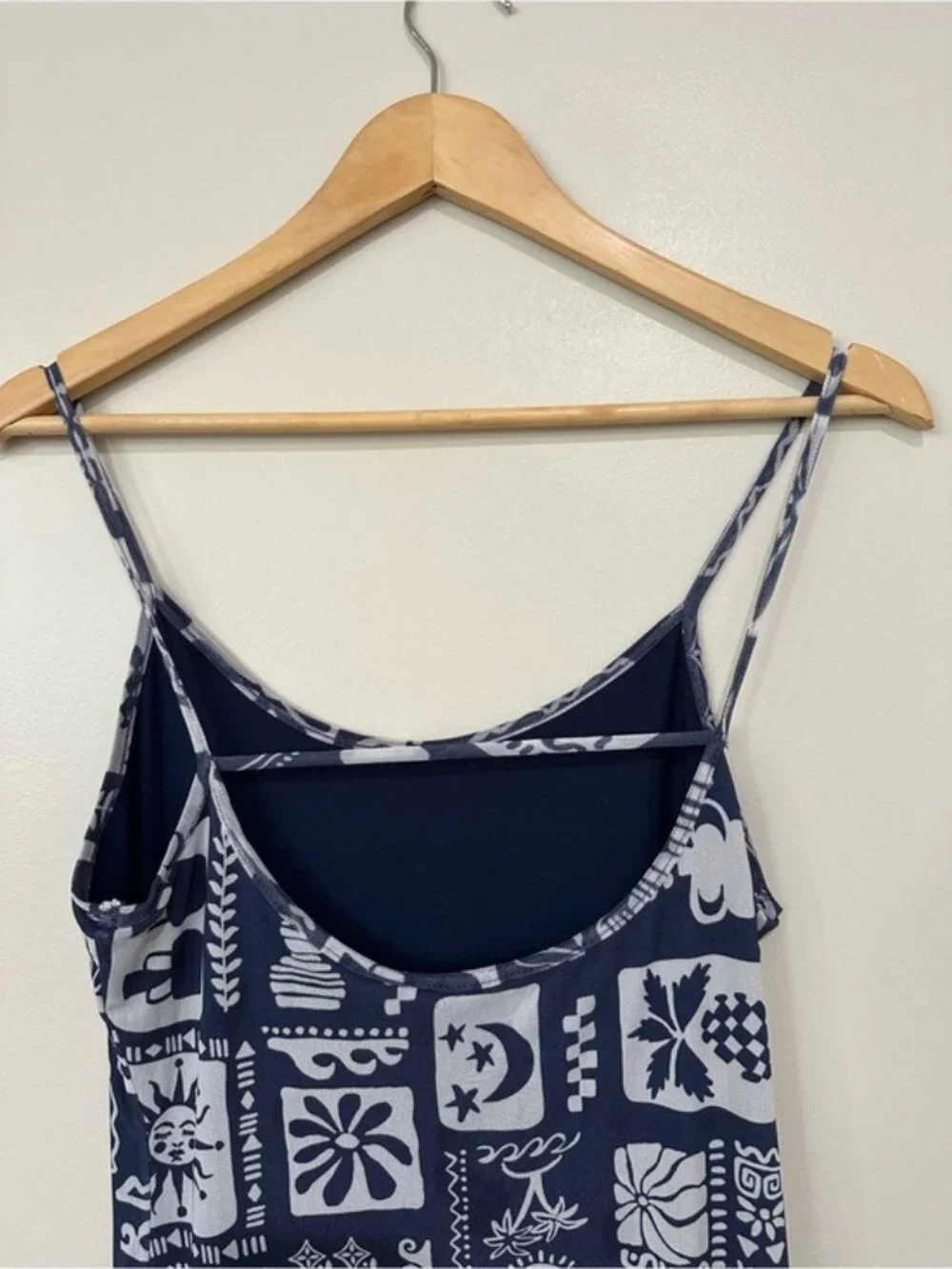 See You Monday Tropical Mesh Maxi Dress Blue White Resort Vacation Size L - Picture 6 of 10